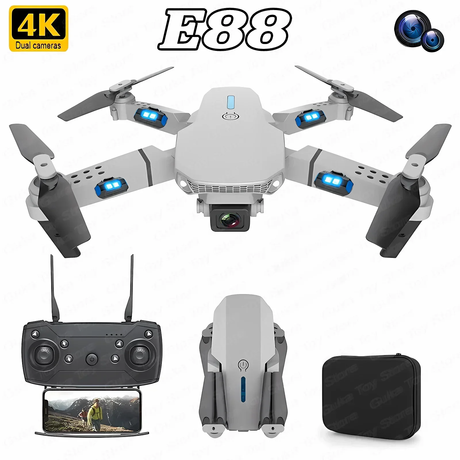 E88 pro wifi fpv drone grande  - Drone Camera 4K avaliação e preço